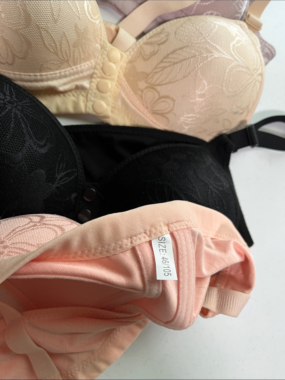 Amazon Women’s Floral Lace Comfort Bra Set - Pink, Cream, Black, Mauve - Picture 4 of 5